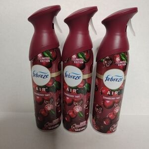 Lot Of 3 Febreze Air Room Freshener Sprays Cranberry Tart Limited Edition
